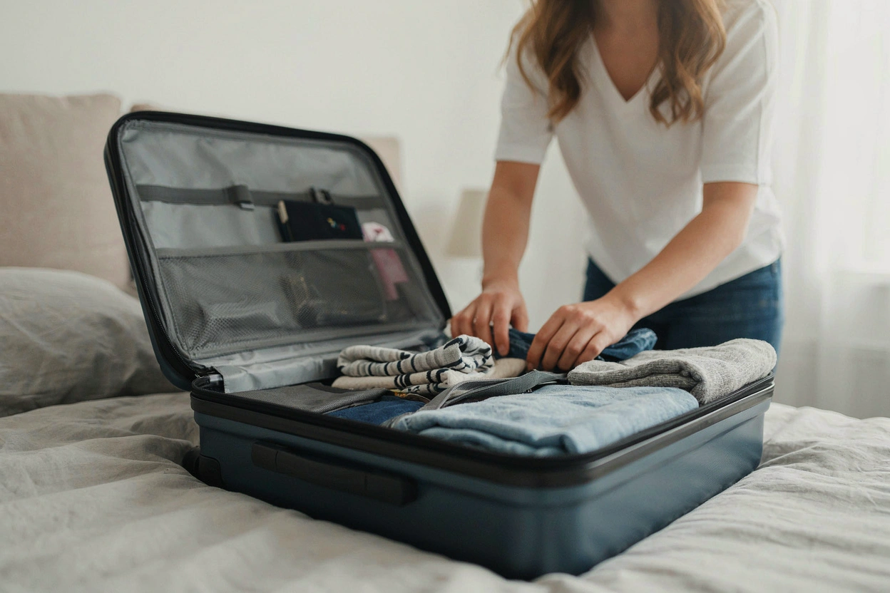 Valise ouverte en cours de préparation