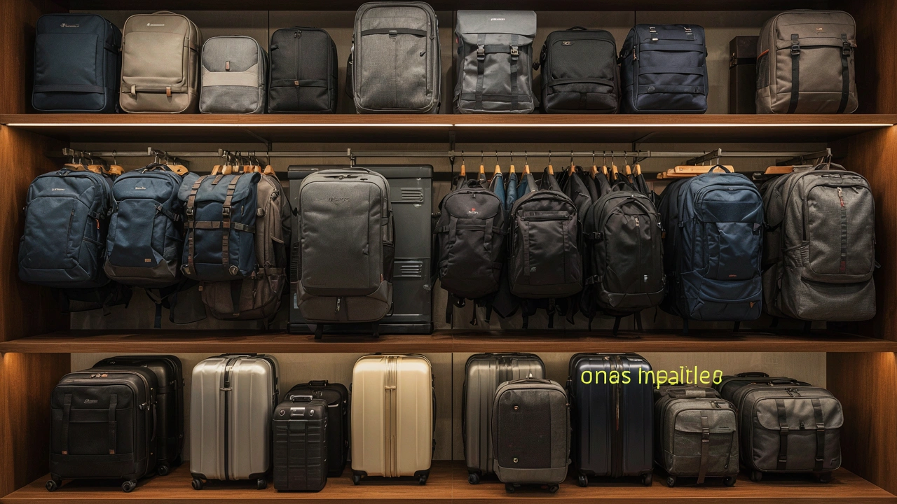 Présentation de bagages de grandes marques en boutique